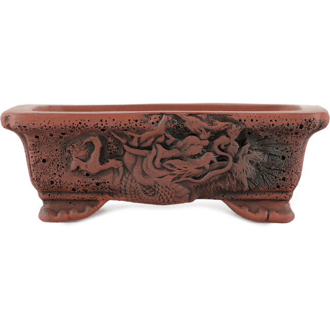 Rectangular unglazed bonsai pot by Kakuzan - 125 x 100 x 43 mm