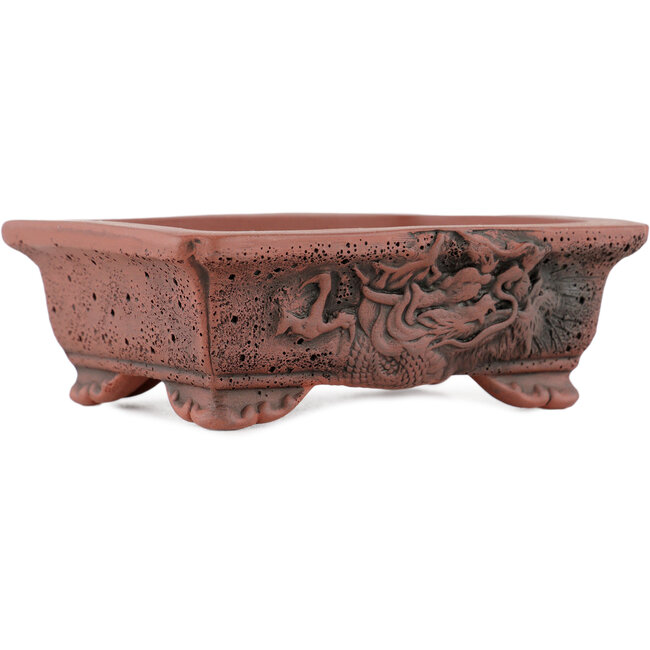 Rectangular unglazed bonsai pot by Kakuzan - 125 x 100 x 43 mm