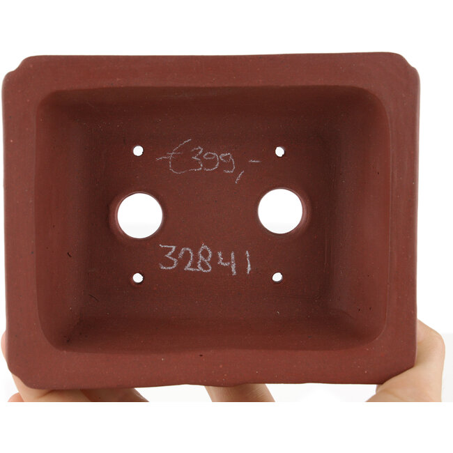 Pot à bonsaï rectangulaire non vernissé par Kakuzan - 125 x 100 x 43 mm
