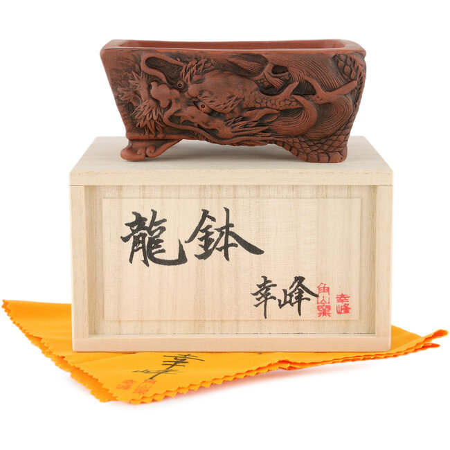 Maceta rectangular para bonsái sin esmaltar de Kakuzan - 110 x 85 x 45 mm
