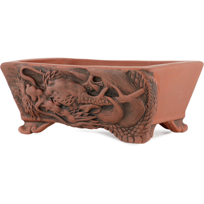 Rechthoekige ongeglazuurde bonsaipot van Kakuzan - 110 x 85 x 45 mm