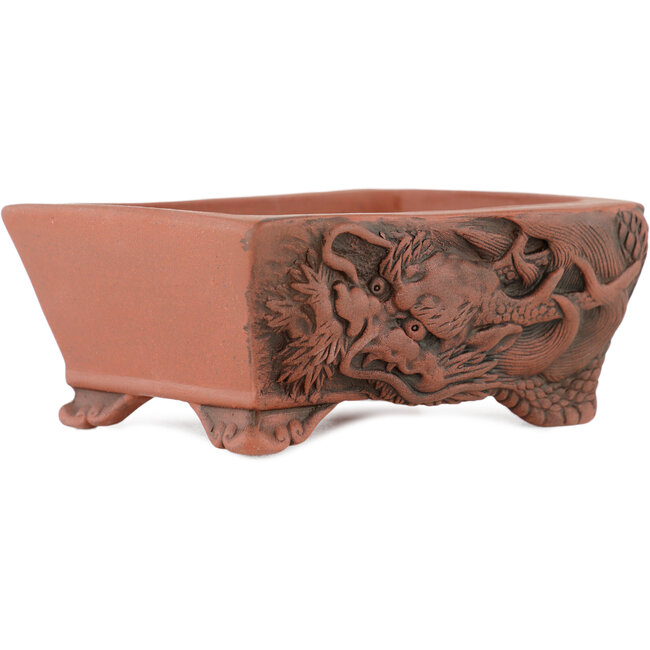 Maceta rectangular para bonsái sin esmaltar de Kakuzan - 110 x 85 x 45 mm