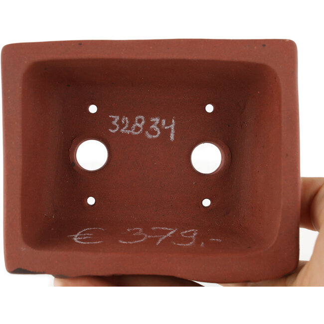 Maceta rectangular para bonsái sin esmaltar de Kakuzan - 110 x 85 x 45 mm
