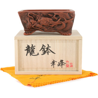  Kakuzan Maceta para bonsái rectangular sin esmaltar de 110 mm de Kakuzan, Tokoname, Japón