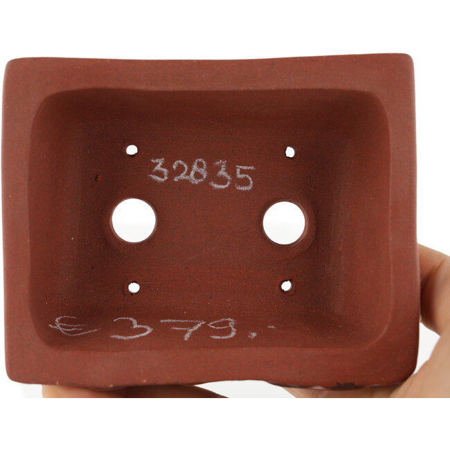 Rectangular unglazed bonsai pot by Kakuzan - 110 x 85 x 45 mm