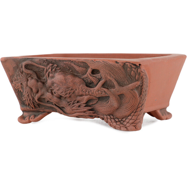 Rectangular unglazed bonsai pot by Kakuzan - 110 x 85 x 45 mm