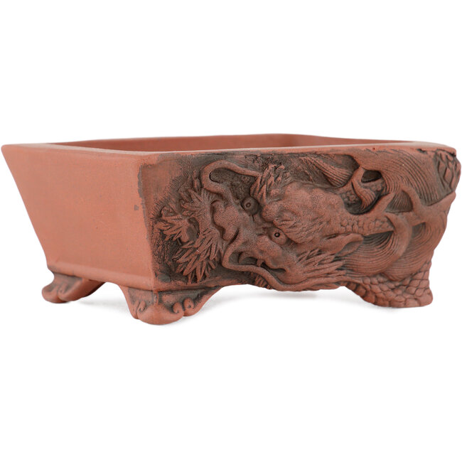 Pot à bonsaï rectangulaire non vernissé par Kakuzan - 110 x 85 x 45 mm