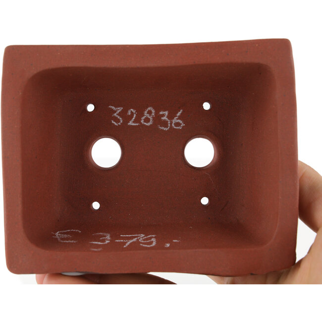 Pot à bonsaï rectangulaire non vernissé par Kakuzan - 110 x 85 x 45 mm