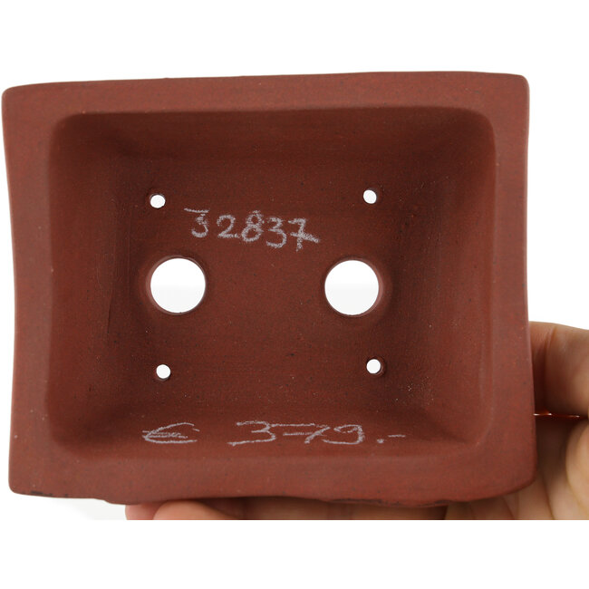 Rechthoekige ongeglazuurde bonsaipot van Kakuzan - 110 x 85 x 45 mm