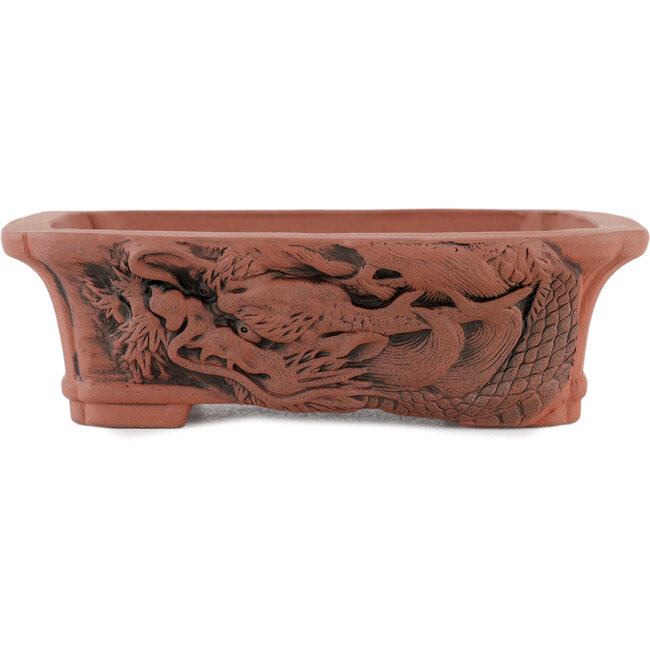 Rectangular unglazed bonsai pot by Kakuzan - 150 x 116 x 42 mm