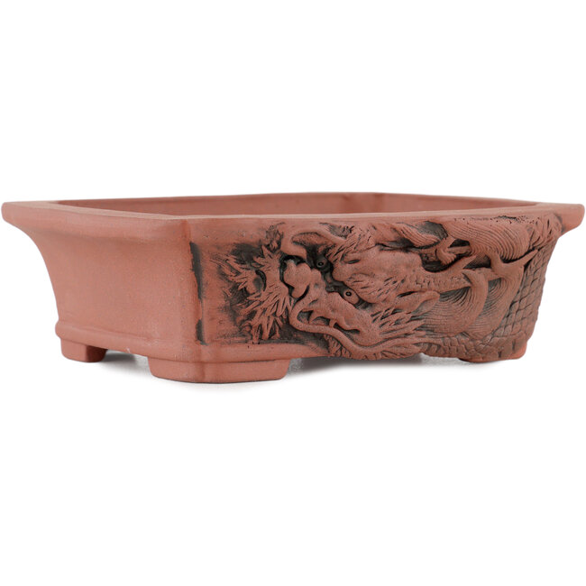 Rectangular unglazed bonsai pot by Kakuzan - 150 x 116 x 42 mm