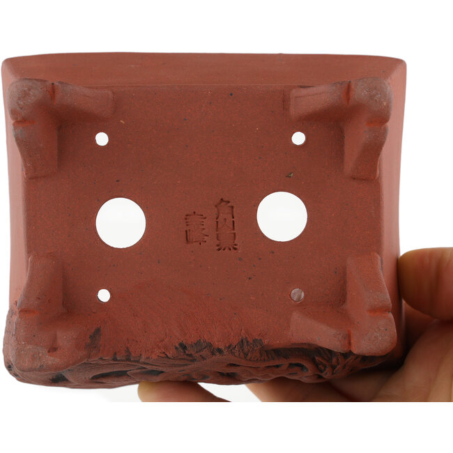 Maceta rectangular para bonsái sin esmaltar de Kakuzan - 110 x 85 x 45 mm