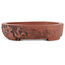 Oval unglazed bonsai pot by Kakuzan - 160 x 125 x 28 mm