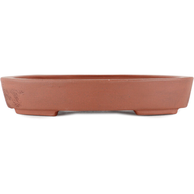 Oval unglazed bonsai pot by Kakuzan - 160 x 125 x 28 mm