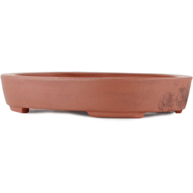 Oval unglazed bonsai pot by Kakuzan - 160 x 125 x 28 mm