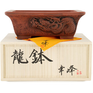 Kakuzan Vaso bonsai rettangolare non smaltato da 235 mm di Kakuzan, Tokoname, Giappone