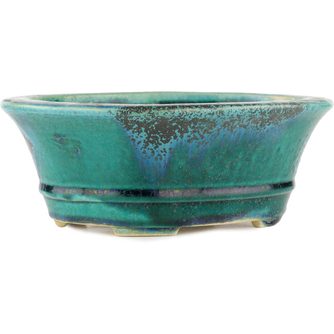 Pot à bonsaï ovale vert par Koyou - 250 x 200 x 190 mm