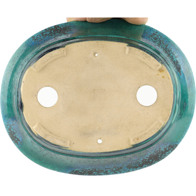 Oval green bonsai pot by Koyou - 250 x 200 x 190 mm