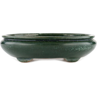 Shuuhou (Hidemi Kataoka) 290 mm oval green bonsai pot by Shuhou, Tokoname, Japan