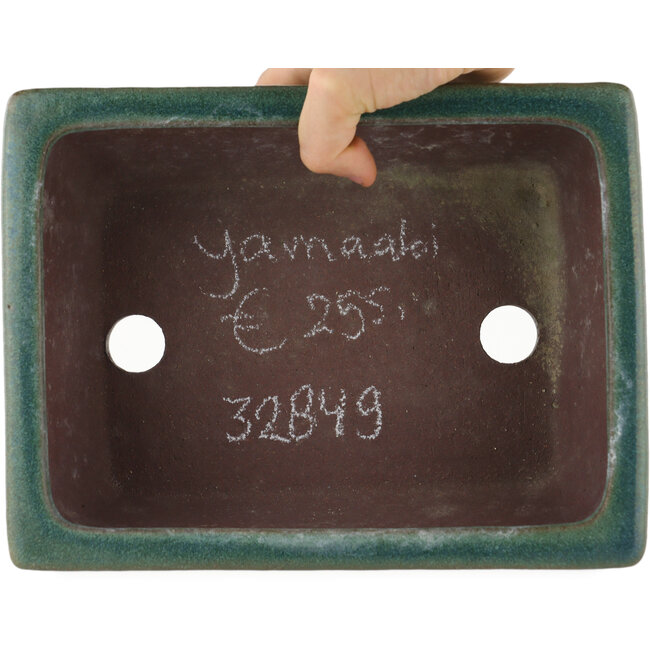 Rechthoekige groene bonsaipot van Yamaaki - 250 x 185 x 95 mm