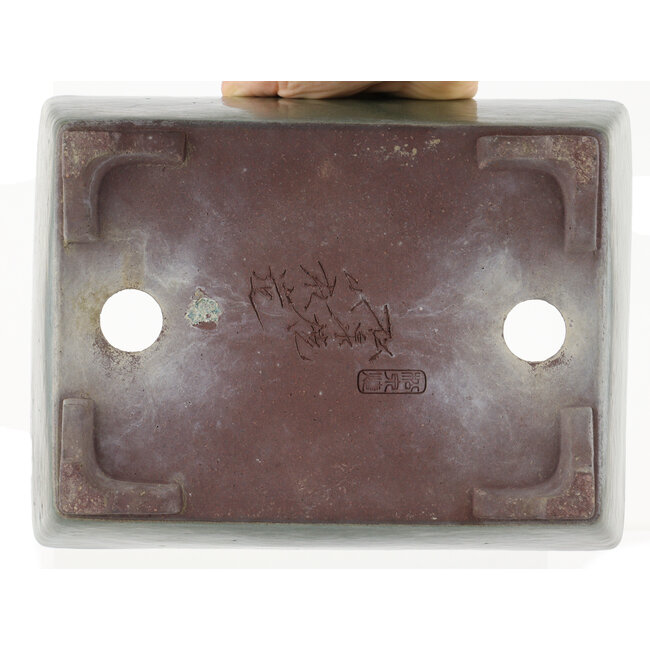 Maceta rectangular para bonsái verde de Yamaaki - 250 x 185 x 95 mm