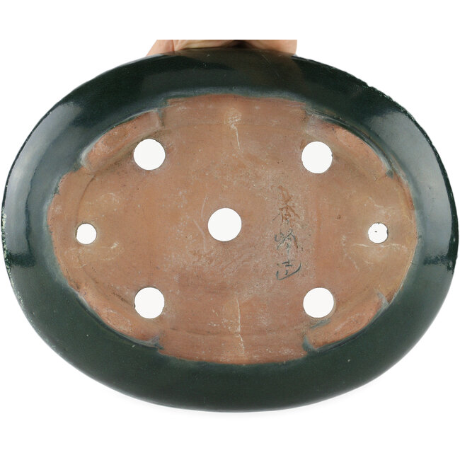 Maceta ovalada para bonsái verde de Shuhou - 290 x 230 x 80 mm