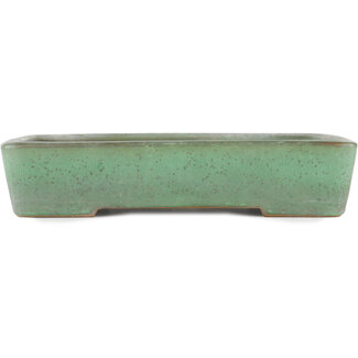 Yamafusa - Takehiko Koie Pot à bonsaï vert rectangulaire de 280 mm par Yamafusa, Tokoname, Japon