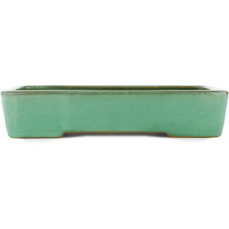 Yamafusa - Takehiko Koie 285 mm rectangular green bonsai pot by Yamafusa, Tokoname, Japan