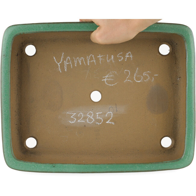 Rectangular green bonsai pot by Yamafusa - 285 x 220 x 55 mm