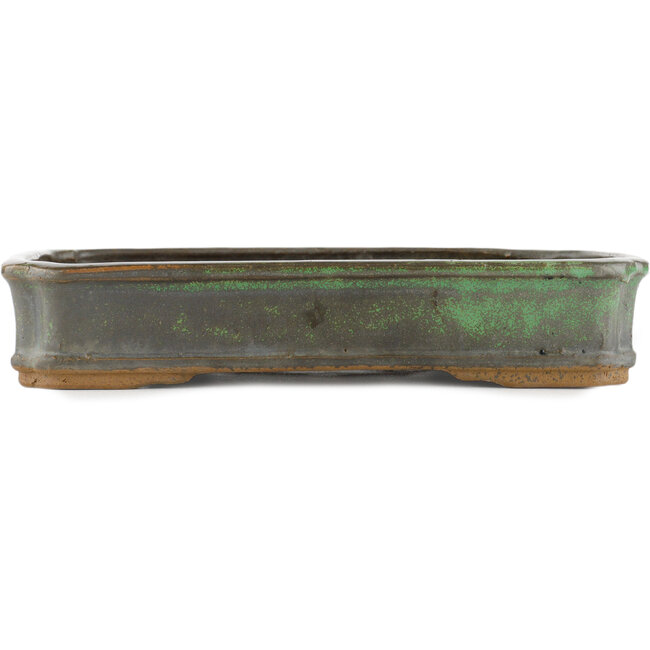 Rectangular green bonsai pot by Shuhou - 315 x 215 x 60 mm