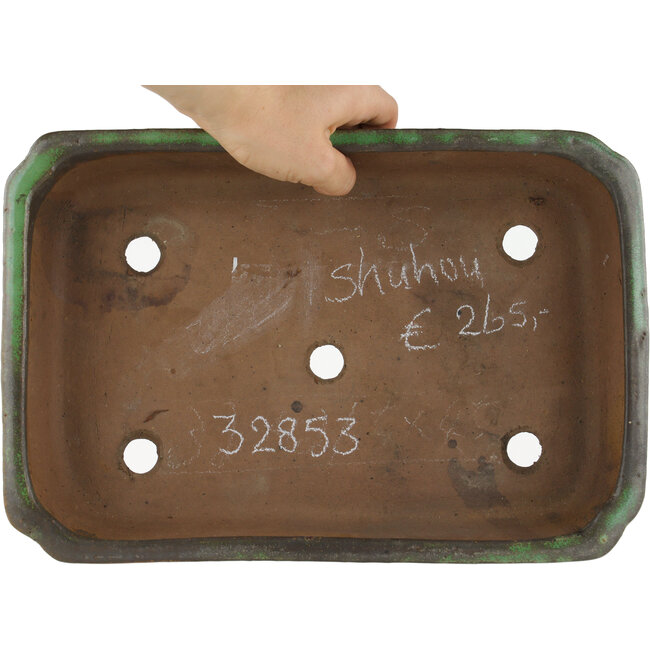 Vaso bonsai rettangolare verde di Shuhou - 315 x 215 x 60 mm