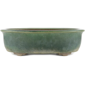 Yamaaki 310 mm oval green bonsai pot by Yamaaki, Tokoname, Japan