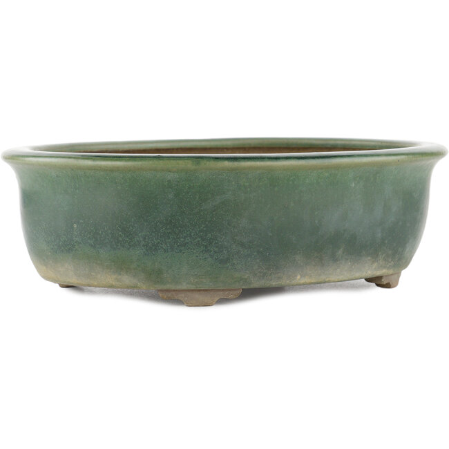 Oval green bonsai pot by Yamaaki - 310 x 245 x 85 mm