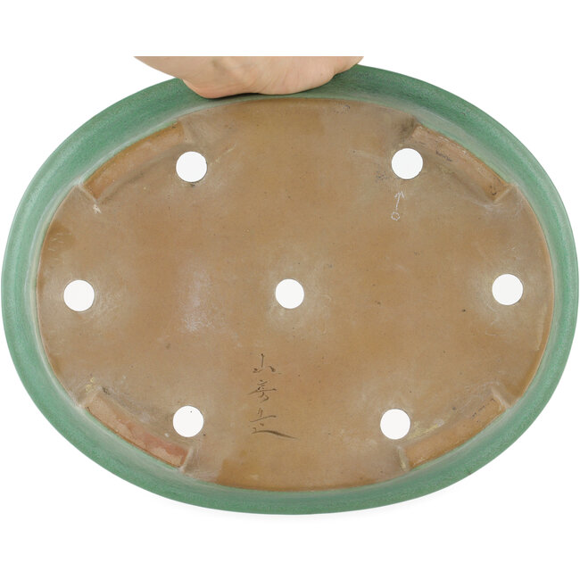 Oval green bonsai pot by Yamaaki - 340 x 265 x 50 mm