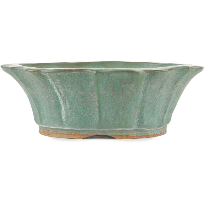 Pot à bonsaï rond vert par Tokoname - 320 x 320 x 105 mm