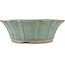 Round green bonsai pot by Tokoname - 320 x 320 x 105 mm