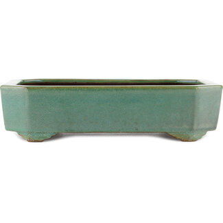 Yamaaki 315 mm rectangular green bonsai pot by Yamaaki, Tokoname, Japan