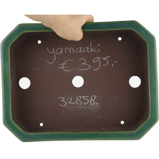 Vaso bonsai rettangolare verde di Yamaaki - 315 x 240 x 75 mm