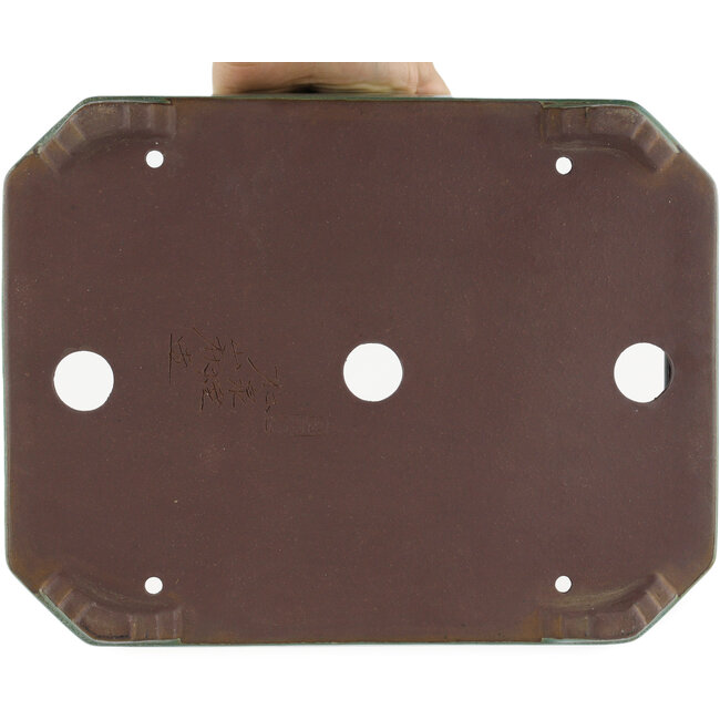 Pot à bonsaï vert rectangulaire par Yamaaki - 315 x 240 x 75 mm