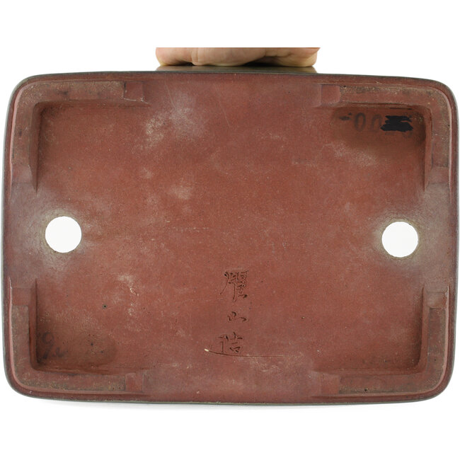 Rectangular green bonsai pot by Eime Yozan - 300 x 230 x 75 mm