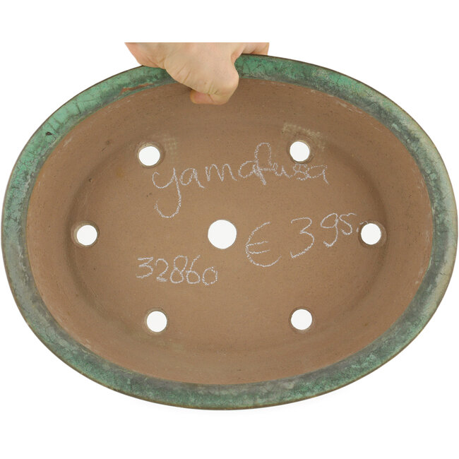 Vaso bonsai ovale verde di Yamafusa - 345 x 270 x 80 mm