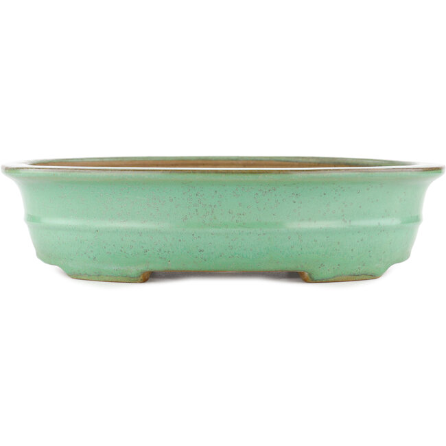 Oval green bonsai pot by Yamafusa - 345 x 275 x 80 mm