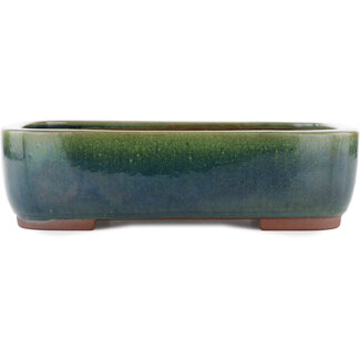 Yamaaki 320 mm rectangular green bonsai pot by Yamaaki, Tokoname, Japan