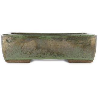 Taizan 320 mm rectangular green bonsai pot by Taizan, Tokoname, Japan