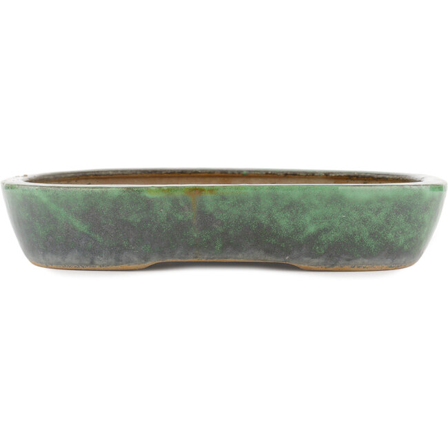 Oval green bonsai pot by Shuhou - 350 x 265 x 60 mm