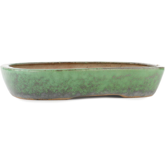 Pot à bonsaï ovale vert par Shuhou - 350 x 265 x 60 mm