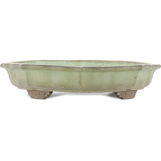 Shuuhou (Hidemi Kataoka) 360 mm lotus green bonsai pot by Shuhou, Tokoname, Japan