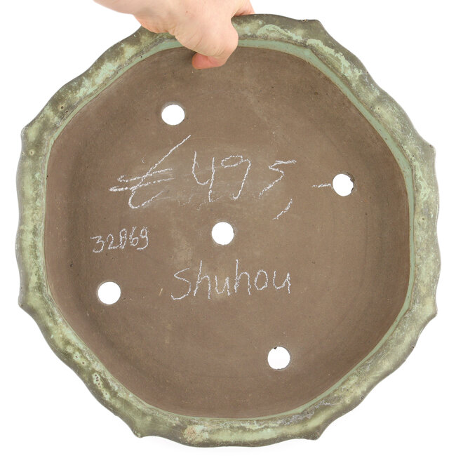 Lotusgroene bonsaipot van Shuhou - 360 x 360 x 70 mm