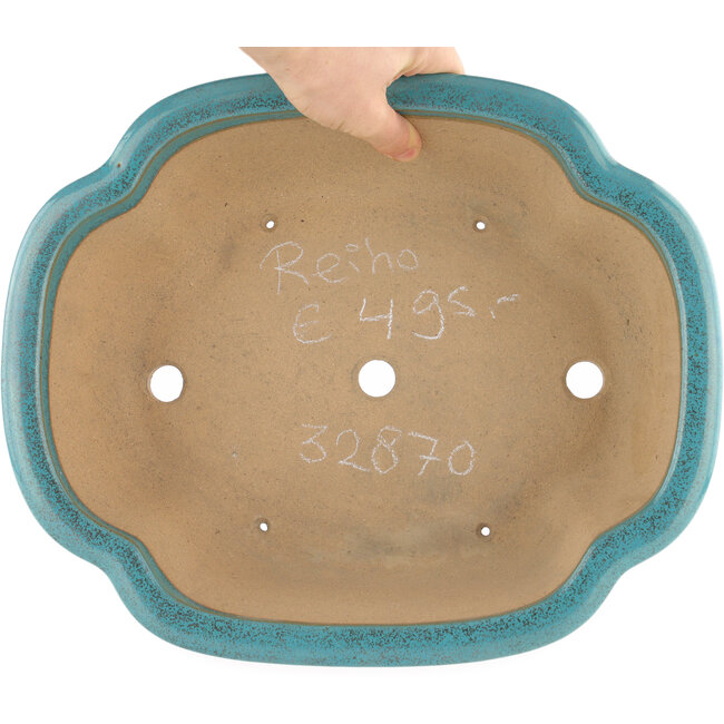 Oval green bonsai pot by Reiho - 340 x 280 x 100 mm