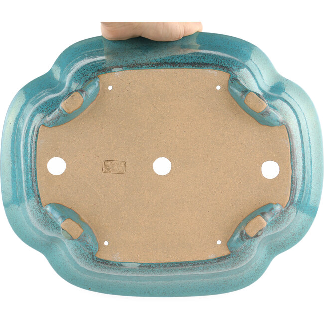 Pot à bonsaï ovale vert par Reiho - 340 x 280 x 100 mm